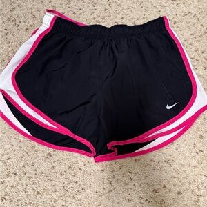 Nike Women's Black Shorts with Pink Trim